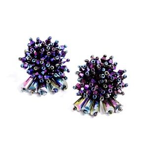 Elegant Purple and Silver Cluster Earrings
